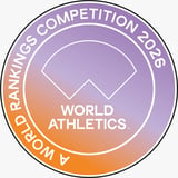 World Athletics Road Rankings Competition 2026 badge with purple and orange gradient circular design