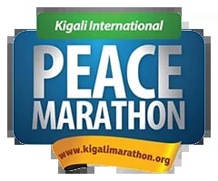 Kigali International Peace Marathon logo with blue banner and website URL